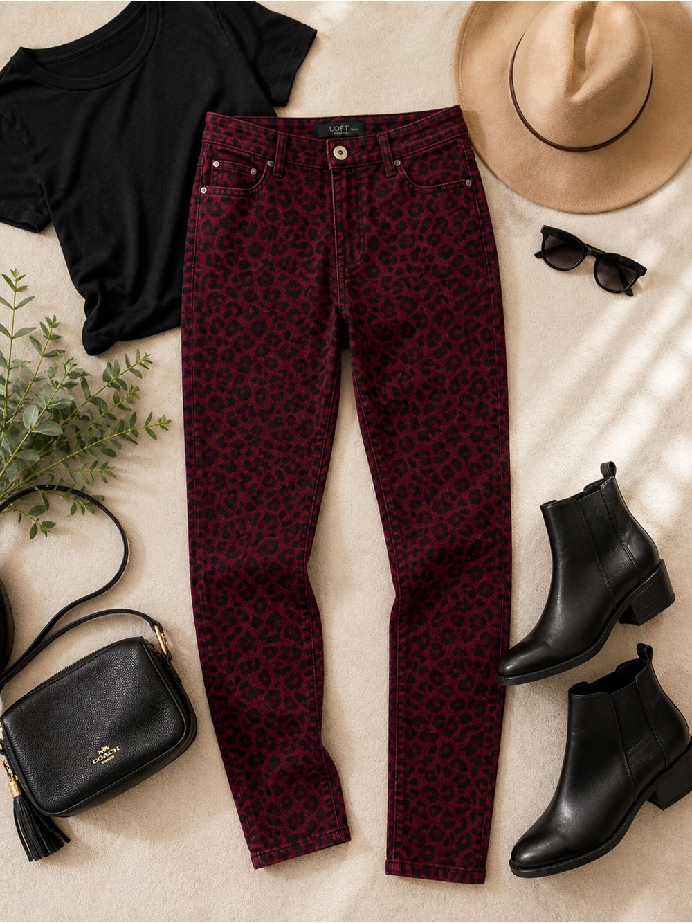Social Standard by Sanctuary Leopard Print Ankle Skinny Jeans Red 6